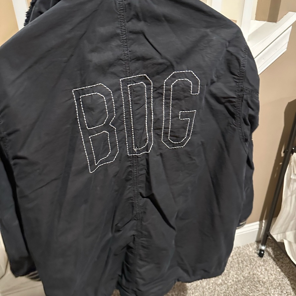 Oversized Black Bug Jacket With Shearling Collar - image 5